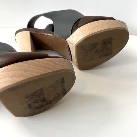 Marni Colorblock Leather Slingback Wood Platform Sandals, size: EU 40 US10 - Picture 10 of 12